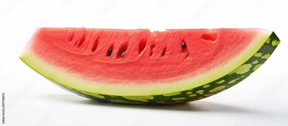 Poster Watermelon slice on a white background with copy space image available.