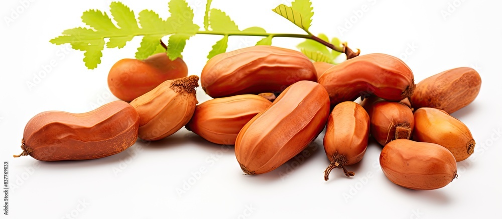 Poster manila tamarind fruit on white background with copy space image.