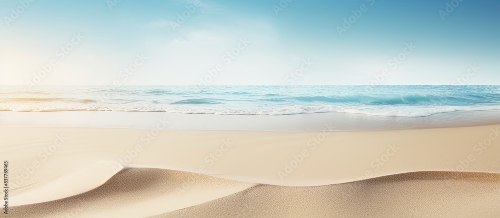 Poster sea sand background provides a tranquil summer vibe for relaxation, creating a serene atmosphere. im