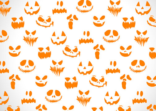 Pattern of spooky jack olantern faces