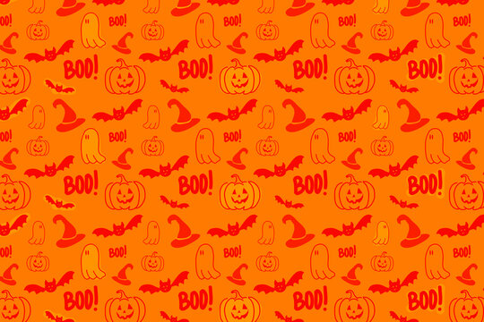 Pattern of rows of orange Halloween icons