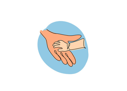 Mother holding hands with daughter over white background