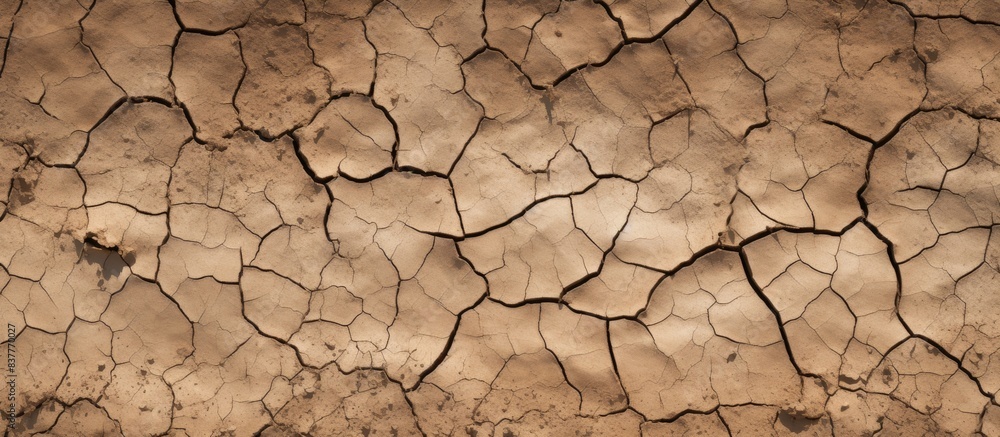 Poster nature background featuring a texture of parched soil with cracked earth providing a rustic appearan