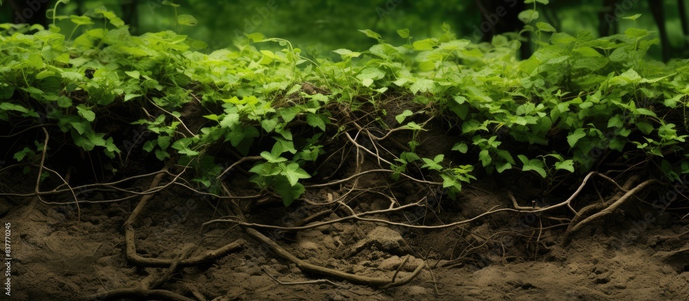 Aufkleber green vines laying on the ground for a background with copy space image.