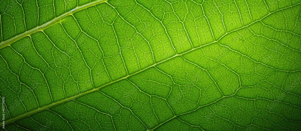 Poster Close-up macro image of a fresh green leaf texture, great for use as a green leaf wallpaper background with copy space image.