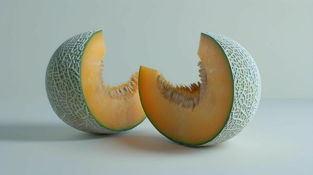 flash card Cantaloupe on white background in clude a word 'Cantaloupe' character bottom realistic photography