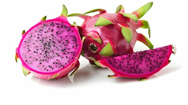 flash card slice of dragon fruit on white background in clude a word dragon fruit bottom flash card realistic photography