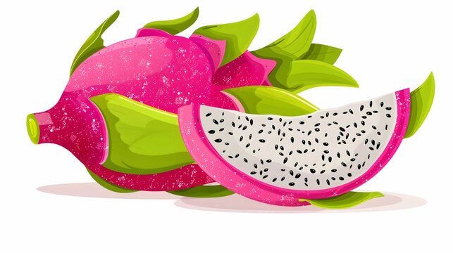 flash card slice of dragon fruit on white background in clude a word dragon fruit bottom flash card realistic photography