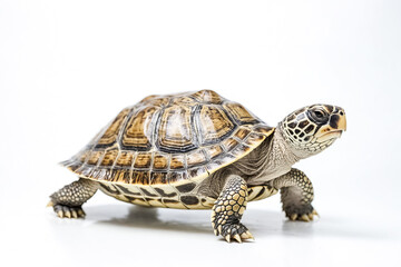 Obraz premium Turtle walking on a white background