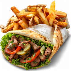 greek meat gyros with potatoes