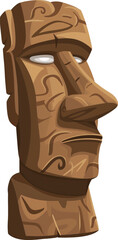 A carved stone Moai head isolated on transparent background.
