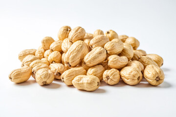 Obraz premium Cashew Nut Shells Pile Isolated on White Background