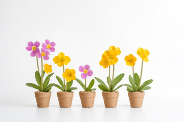 Yellow and Purple Flowers in Pots