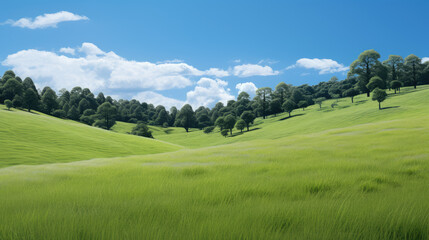Obraz premium Tranquil Green Hills Under Bright Blue Sky