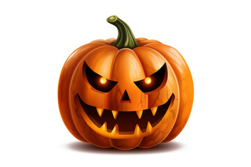 3D style Halloween pumpkin ghost on purple background