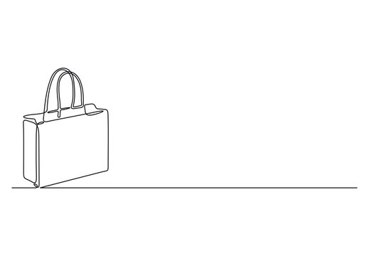 recommend clip art: Continuous one line drawing of shopping bag. Simple one line art paper bag vector illustration