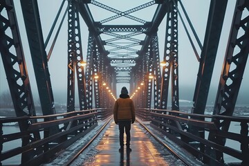 Man Standing in Empty Bridge