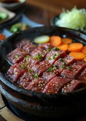 Shabu-Shabu - Thin slices of beef and vegetables cooked in a pot of boiling water and served with dipping sauces