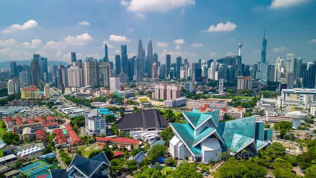 Aerial hyperlapse, dronelapse video of Kuala Lumpur in daytime