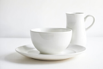 Fototapeta premium White Cup and Saucer on White Background