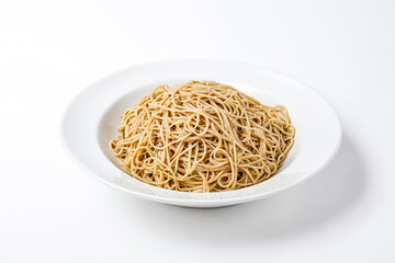 A Plate of Cooked Spaghetti Noodles