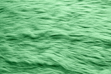 Texture of green faux fur as background, closeup