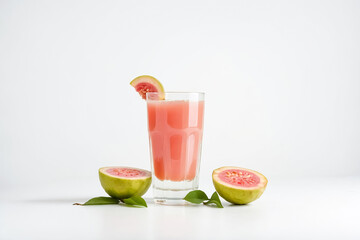 Fresh Guava Juice in a Glass with Guava Slices
