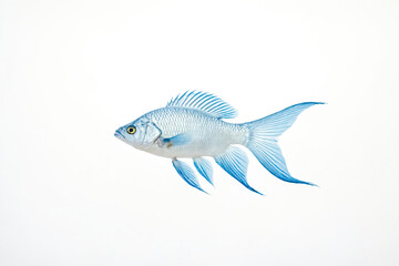 Blue Fish on White Background