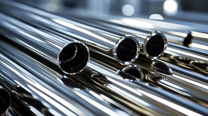 Shiny Metal Pipes in Industrial Setting