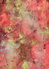 Abstract pink green brown watercolor stains and stains