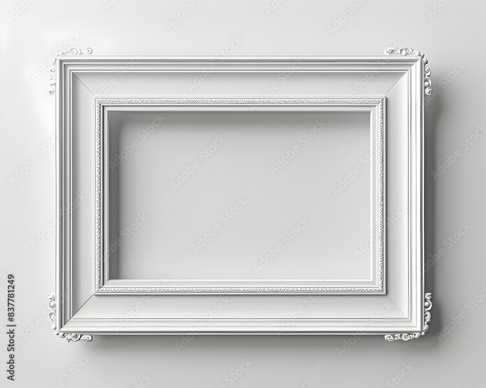 Poster minimalist white frame with thin borders clean and simple design isolated on white background