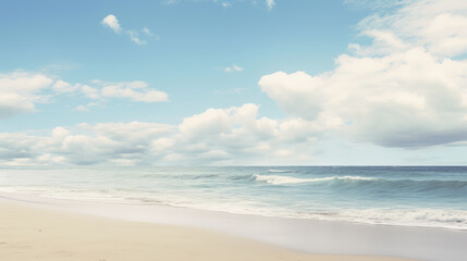 Fototapeta premium Serene Beach and Cloudy Sky Scene