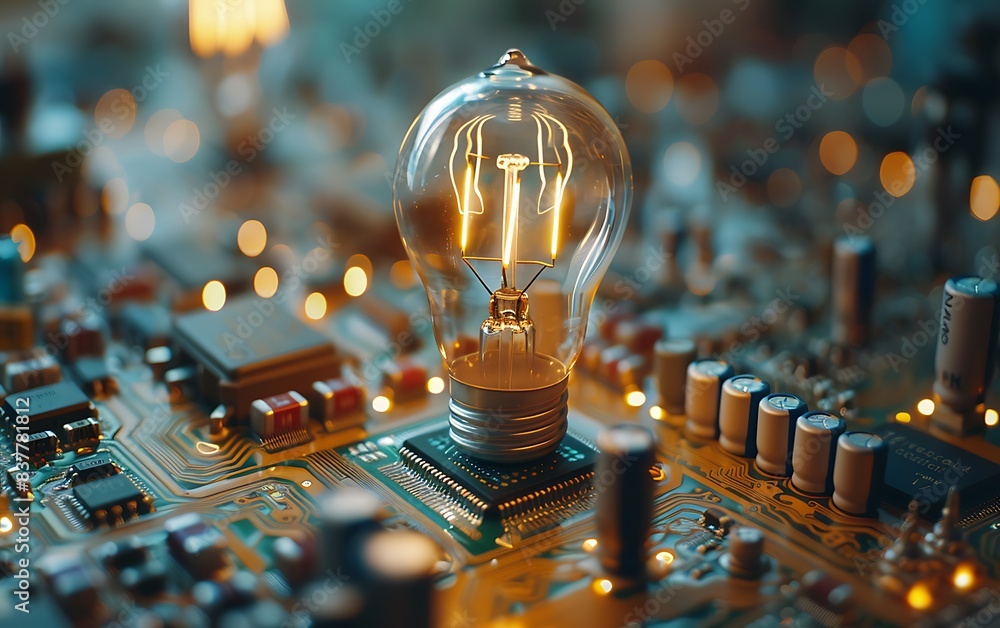 Poster the idea for solid-state memory technology is a light bulb tech image.
