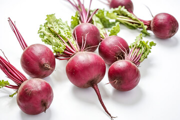 Fresh Red Beets on White Background