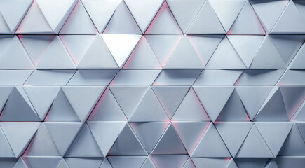 Modern geometric pattern wall with triangular shapes.