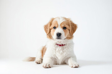Adorable Puppy Dog Looking at Camera on White Background