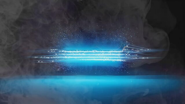Cold air flow from air conditioner effect. Isolated air light effect with blue rays. Blue wind waves fresh cold air blowing effect
