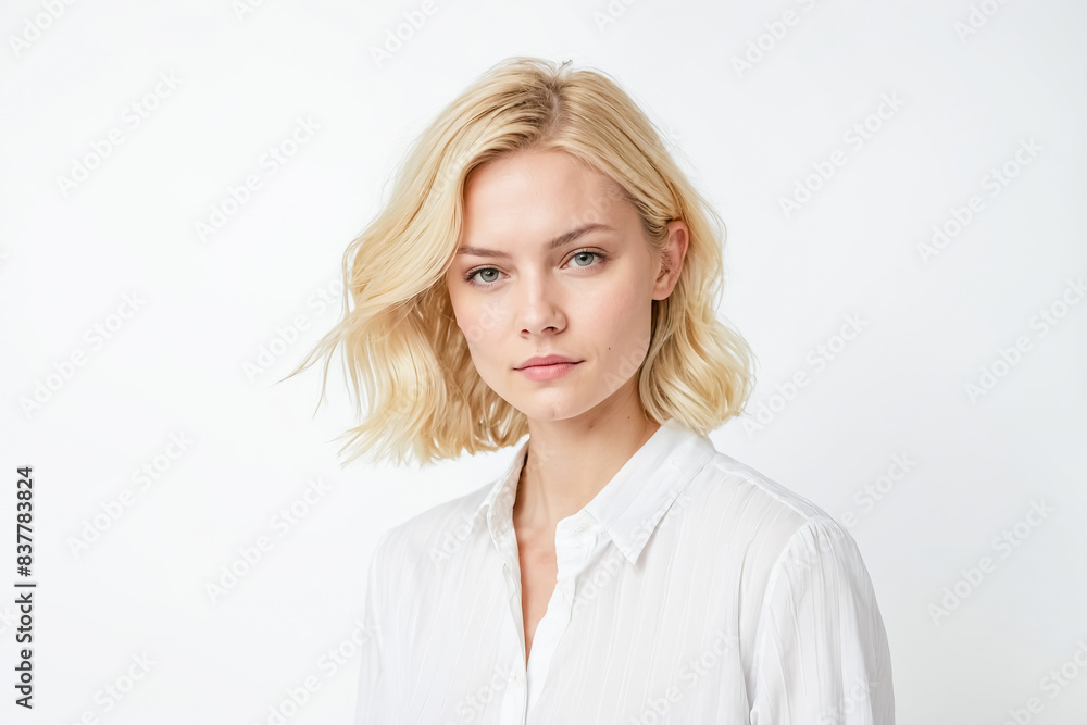 Sticker Portrait of a Young Woman with Blonde Hair