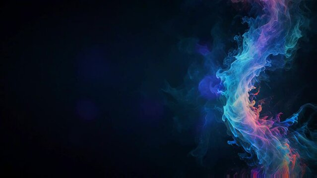 Abstract background with blue energy smoke, electric waves, blue flames moving beautifully on dark space. Transformation of blue cosmic energy in a stunning visualization of the universe.4K