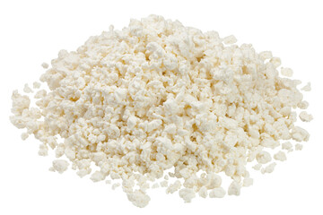 Cottage Cheese, Curd, isolated on white background, full depth of field