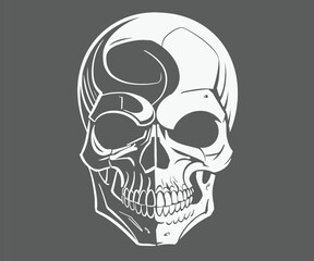 vector sketch illustration of the human skull