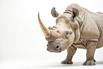Fototapeta premium Close-up of a White Rhinoceros with a Large Horn