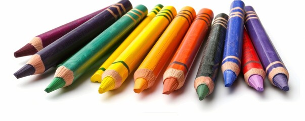 Colorful crayons on a white background