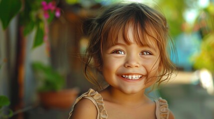 Fototapeta premium Delightful Child with Delicious Face Smiling.