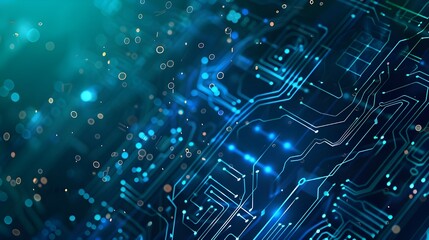 Fototapeta premium technology banner green blue background concept, cyber technology circuit, abstract tech, innovation future data, internet network, Ai big data, futuristic wifi connection illustration concept 