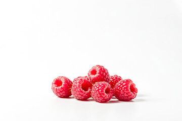 Fresh Red Raspberries Isolated on White Background