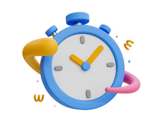 3D illustration of a stopwatch, symbolizing time management and efficiency.