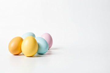 Pastel Easter Eggs on White Background