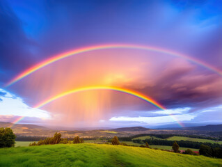 Majestic Double Rainbow Adorning the Sky