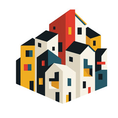 Building, clip art style, images for creating graphic works.